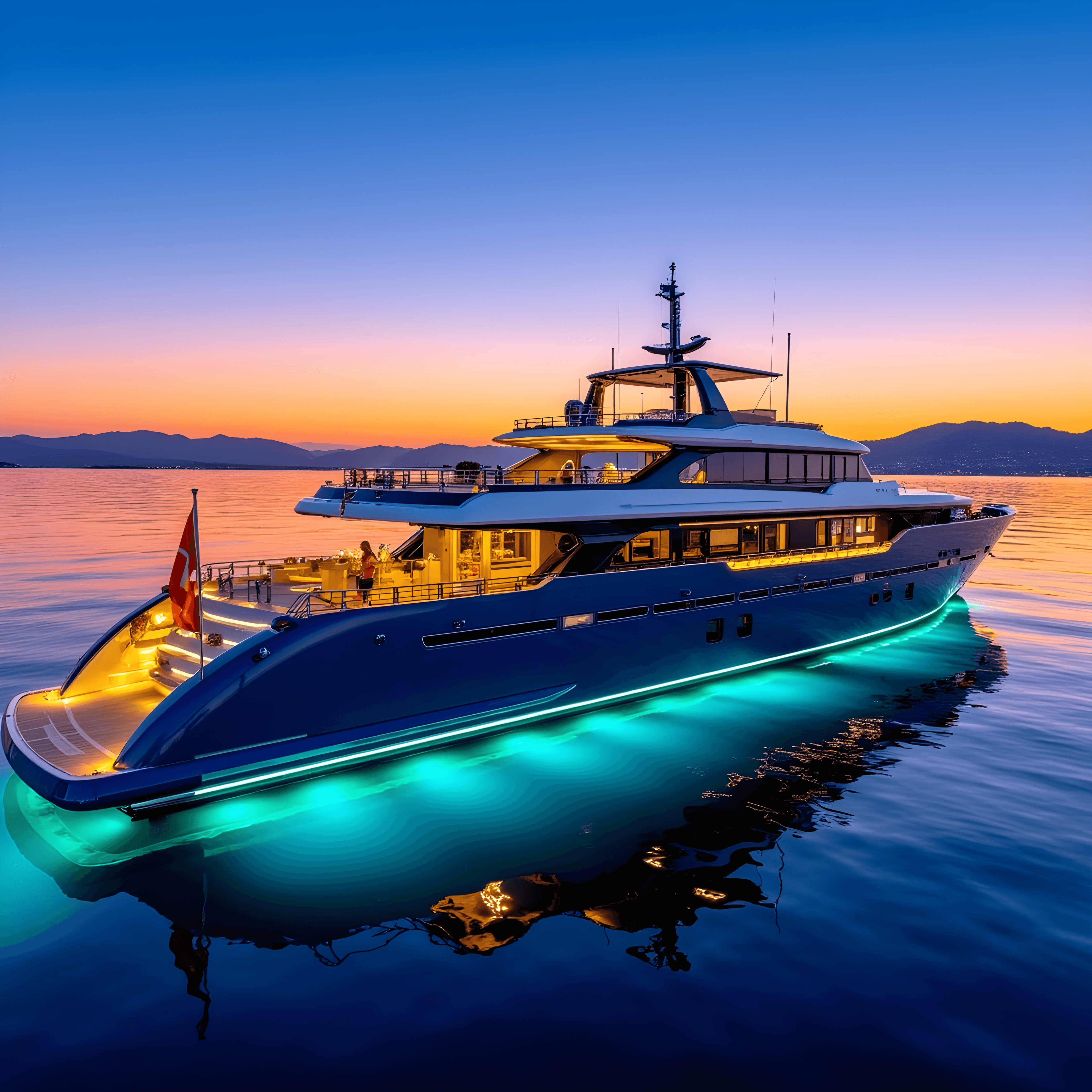 AI-generated motor yacht photography