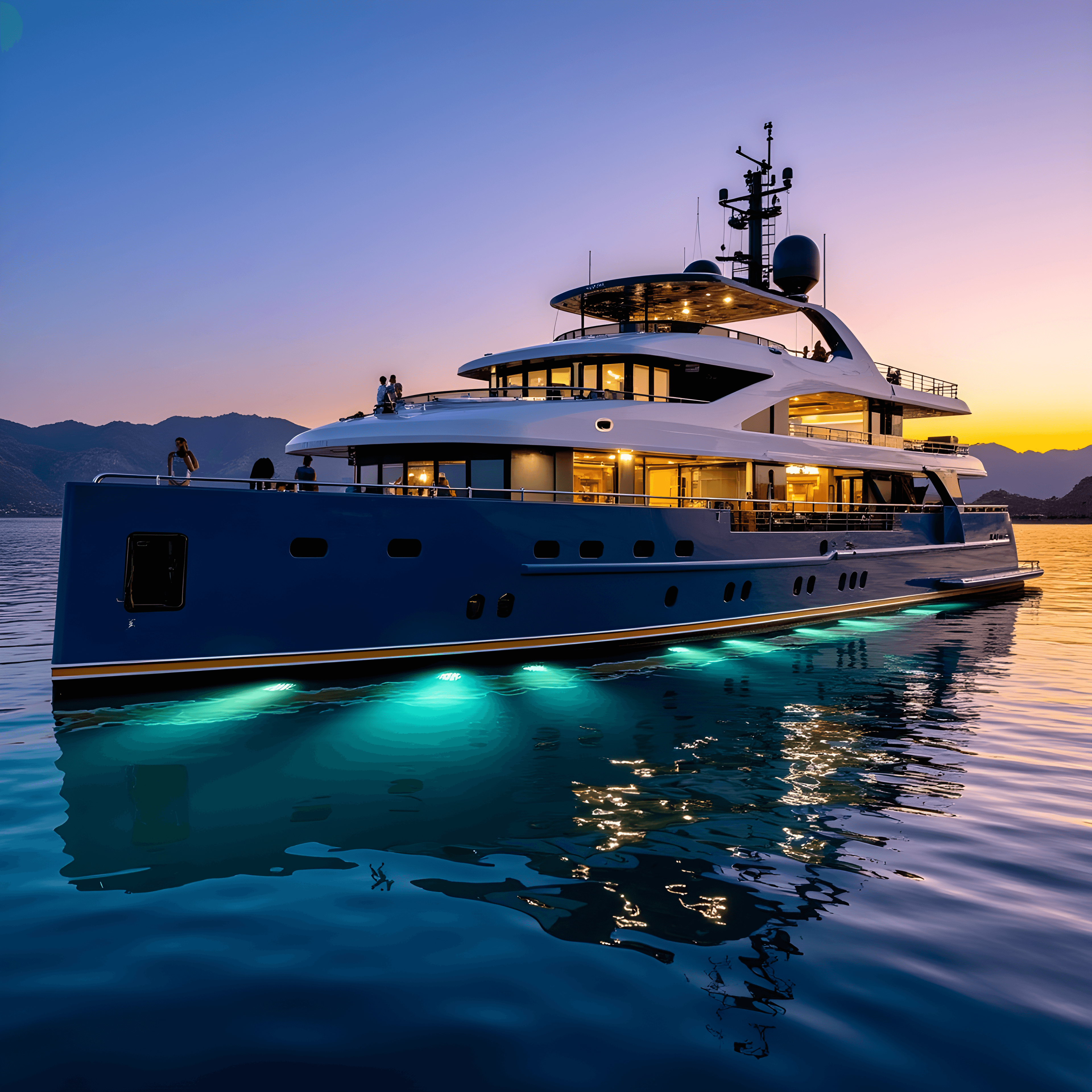 AI-generated yacht aerial view